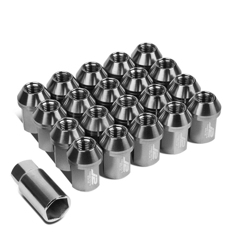 J2 Engineering 20 Pcs 7075 Aluminum Closed End M12 x 1.5 Lug Nuts Set w/Socket Adapter, Silver, Fit Conical Seat, LN-T7-006-15-SL - Image 1